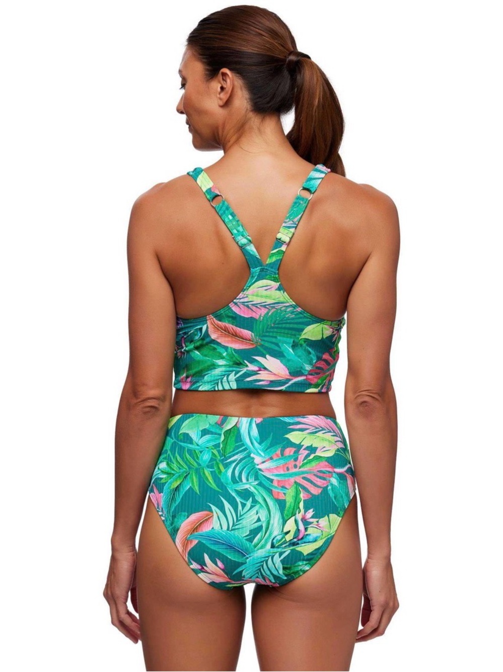Next by Athena Tropical Print Ribbed Bikini Set Size M NWT V-Neck - Picture 3 of 16